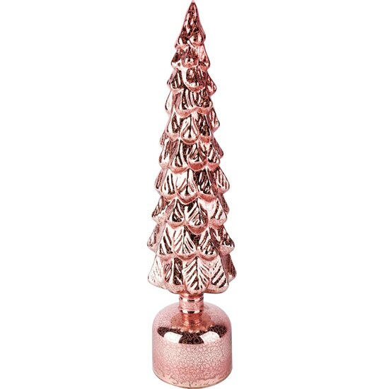 Dekoratief | Deco boompje op voet, roze, glas, LED, 10x10x40cm | A255294