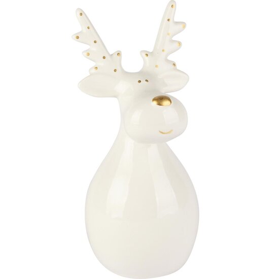 Dekoratief | Deco rendier, wit/goud, dolomiet, 9x9x20cm | A255368