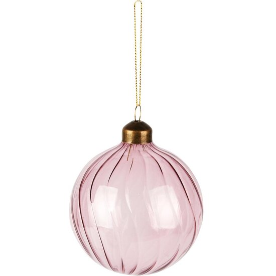 Dekoratief | Hanger kerstbal, roze, glas, 8x8x9cm | A255495