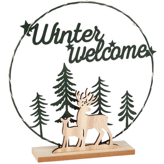 Dekoratief | Deco boog 'Winter Welcome', naturel/zwart, metaal/hout, 25x5x26cm | A255534