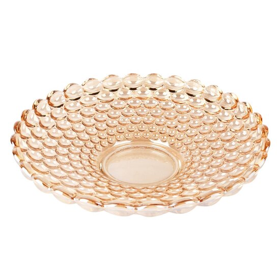 Dekoratief | Deco schaal rond, oranje, glas, 29x29x6cm | A255537