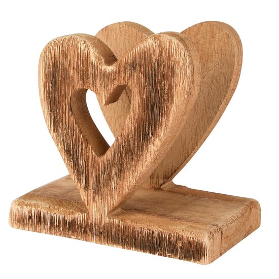 Dekoratief | Servettenhouder m/harten, naturel, hout, 11x7x11cm | A255564
