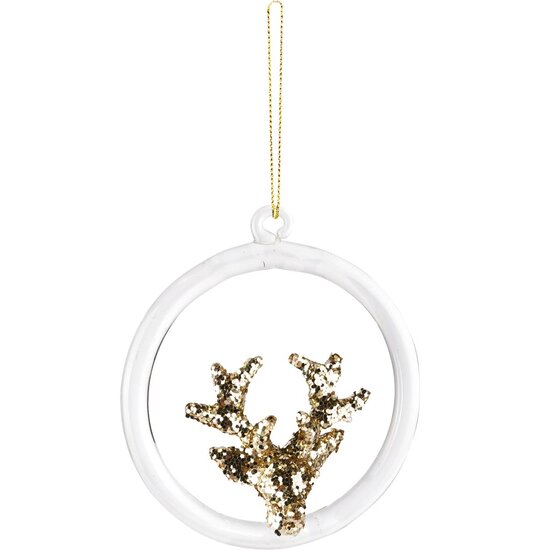 Dekoratief | Hanger m/hertje, transparant/goud, glas, 9x1x10cm | A255669