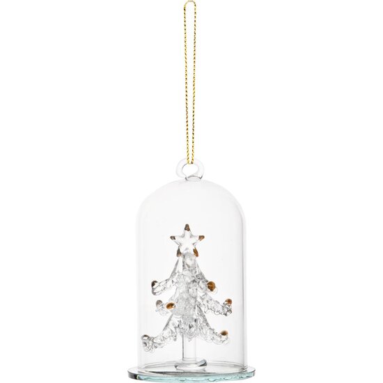 Dekoratief | Hanger globe m/kerstboompje, transparant, glas, 6x6x10cm | A255670