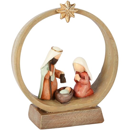 Dekoratief | Kerststalfiguren in boog, bruin/rood, resina, 10x4x12cm | A255707