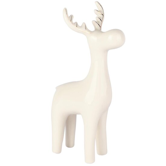 Dekoratief | Rendier staand, wit/goud, porselein, 10x7x19cm | A255739