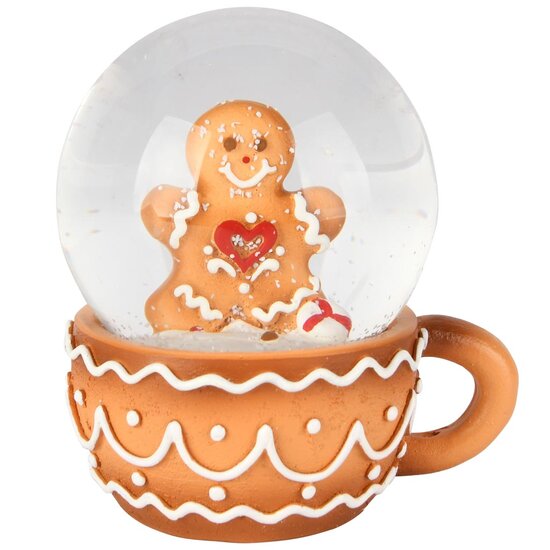 Dekoratief | Waterbol kopje m/cookie, transparant/bruin, glas/resina, 9x7x10cm | A255747
