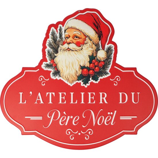 Dekoratief | Wanddeco 'Atelier Du Père No‰l', rood, metaal, 50x45cm | A255784