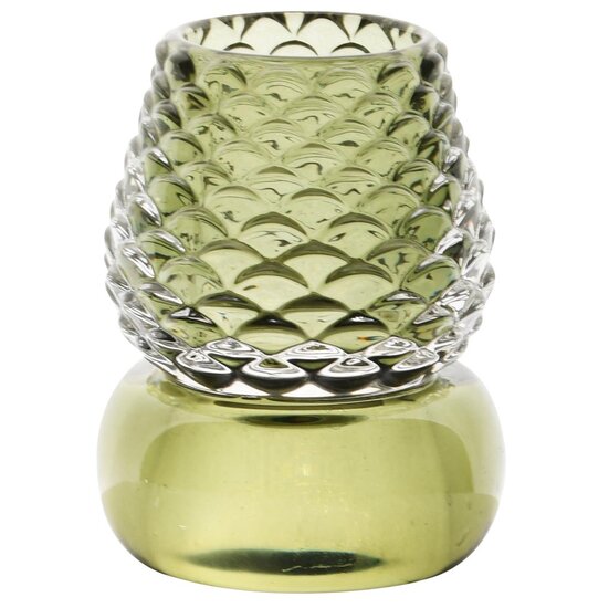 Dekoratief | Theelichthouder lampje, groen, glas, 8x8x10cm | A255807