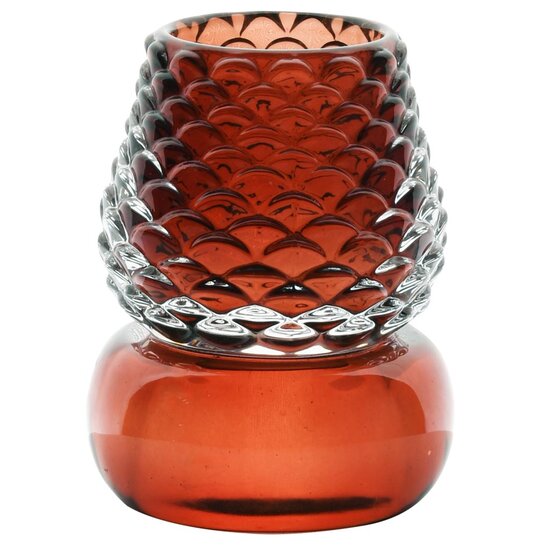 Dekoratief | Theelichthouder lampje, rood, glas, 8x8x10cm | A255808