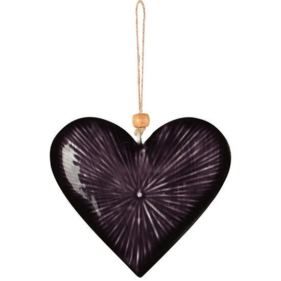 Dekoratief | Hanger hart, paars, metaal, 10x1x10cm | A258025