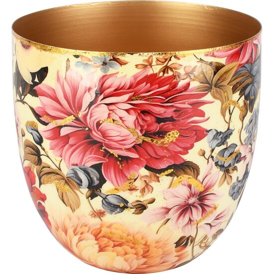 Dekoratief | Bloempot &#039;Blooming Bouquet&#039;, wit/goud, metaal, 17x17x18cm | A258055