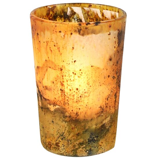 Dekoratief | Theelichthouder 'Rustic Rush', glas, 6x6x9cm | A258177