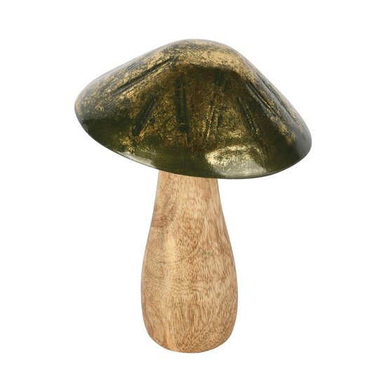 Dekoratief | Paddenstoel &#039;Green Smudge&#039;, hout, 10x10x14cm | A258202