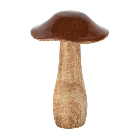 Dekoratief | Paddenstoel, bruin/naturel, hout, 12x12x15cm | A258216