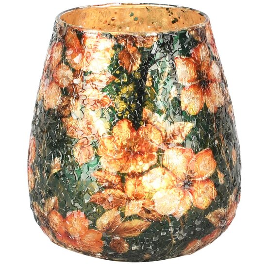 Dekoratief | Theelichthouder 'Baroque Bouquet', glas, 11x11x12cm | A258263
