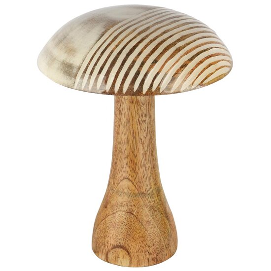 Dekoratief | Paddenstoel, naturel/wit, hout, 16x16x20cm | A258310