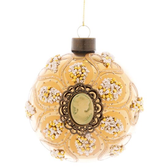 Dekoratief | Hanger bal m/steentjes, goud, glas, 10x10x10cm | A259013