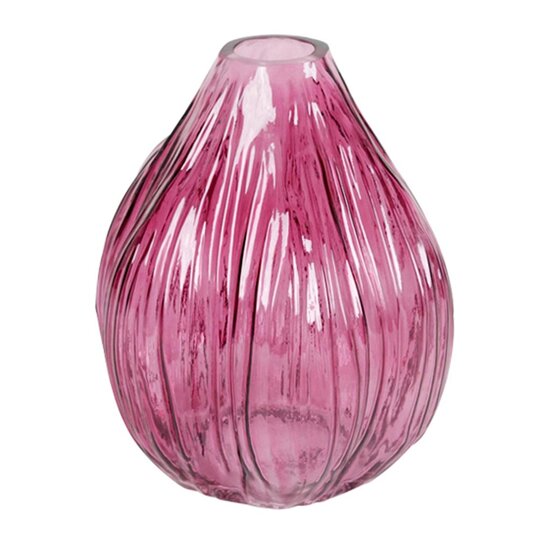 Dekoratief | Deco vaas, bordeaux/transparant, glas, 15x15x18cm | A259060