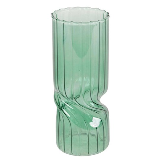 Dekoratief | Deco vaas, groen/transparant, glas, 8x8x20cm | A259067