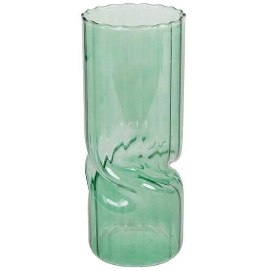 Dekoratief | Deco vaas, groen/transparant, glas, 10x10x25cm | A259069
