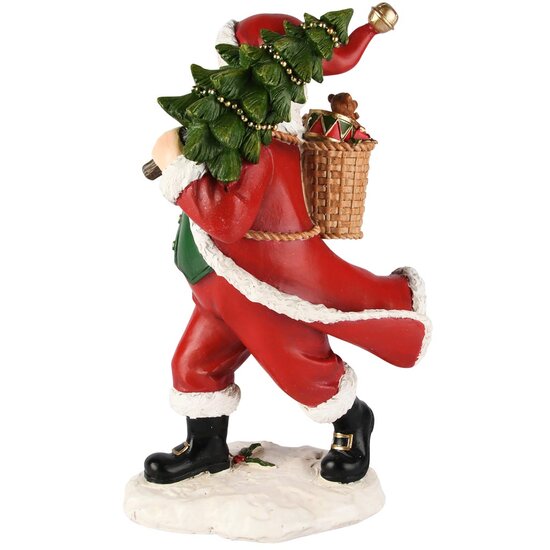 Dekoratief | Santa m/boompje/zak, rood/groen, resina, 19x13x31cm | A255042