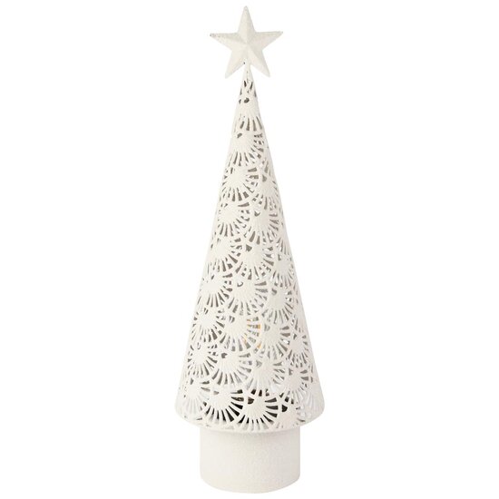 Dekoratief | Deco boompje m/ster, wit, metaal, LED, 15x15x49cm | A255093