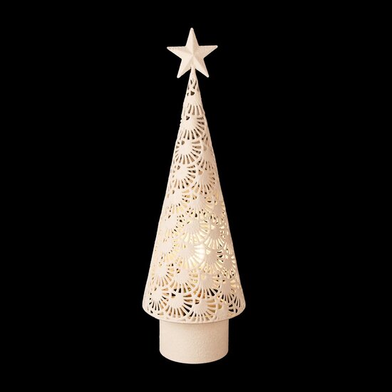 Dekoratief | Deco boompje m/ster, wit, metaal, LED, 15x15x49cm | A255093