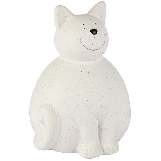 Dekoratief | Poes 'Andrea', wit, porselein, 12x11x16cm | A255142