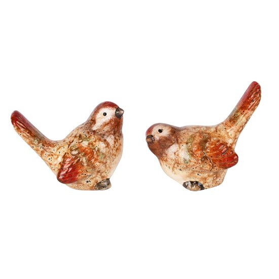 Dekoratief | Vogeltje 'Cyriel', keramiek, 9x5x7cm, set van 2 stuks | A255170