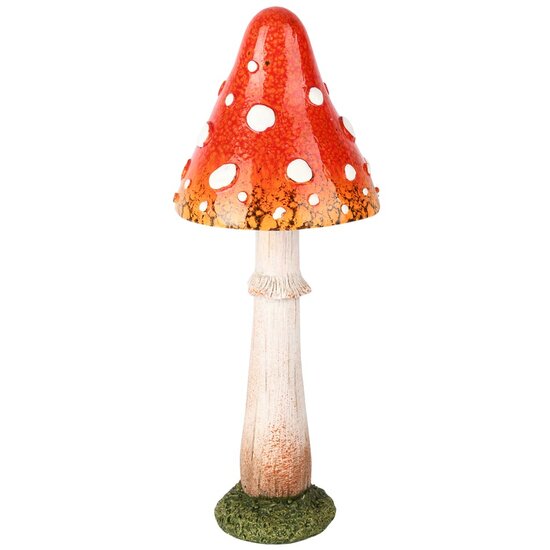 Dekoratief | Paddenstoel m/witte stippen, oranje, keramiek, 9x9x23cm | A255191