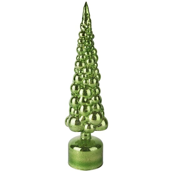 Dekoratief | Deco boompje op voet, groen, glas, LED, 9x9x40cm | A255293