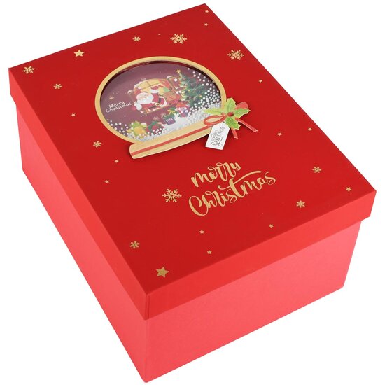 Dekoratief | Boekdoos &#039;Merry Christmas&#039;, rood/goud, karton, 26x19x13cm | A255309