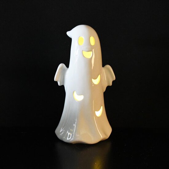 Dekoratief | Spookje, wit, dolomiet, LED, 13x10x23cm | A255374