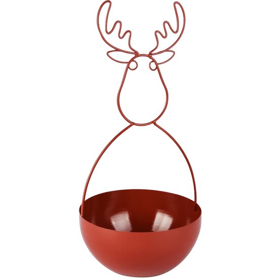 Dekoratief | Bowl m/rendier, rood, metaal, 16x16x32cm | A255389