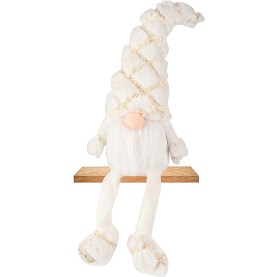 Dekoratief | Pop gnoom m/hangbeentjes, wit, stof, 13x8x41cm | A255524