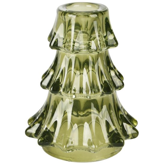 Dekoratief | Kaarsenhouder boompje, groen, glas, 9x9x11cm | A255530