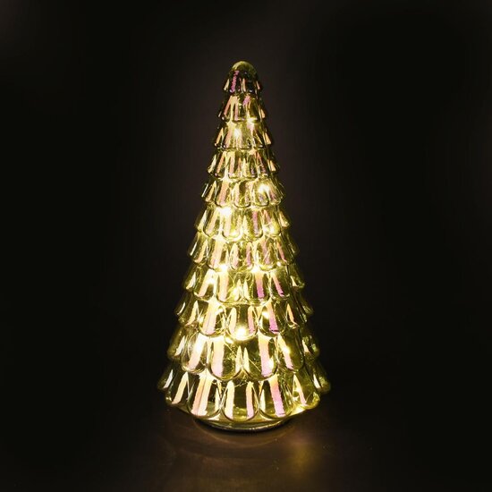 Dekoratief | Deco boompje, groen, glas, LED, 15x15x33cm | A255538