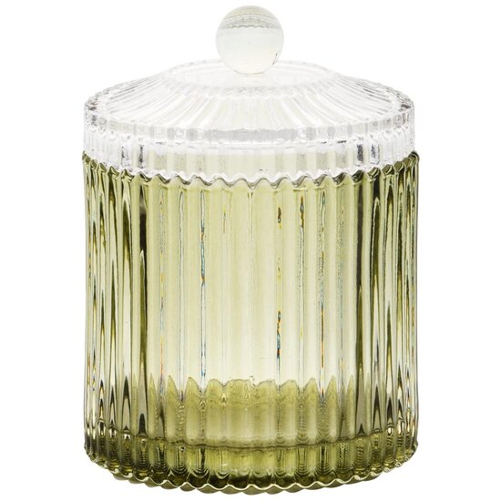 Dekoratief | Bonbonnière, groen/transparant, glas, 11x11x15cm | A255543