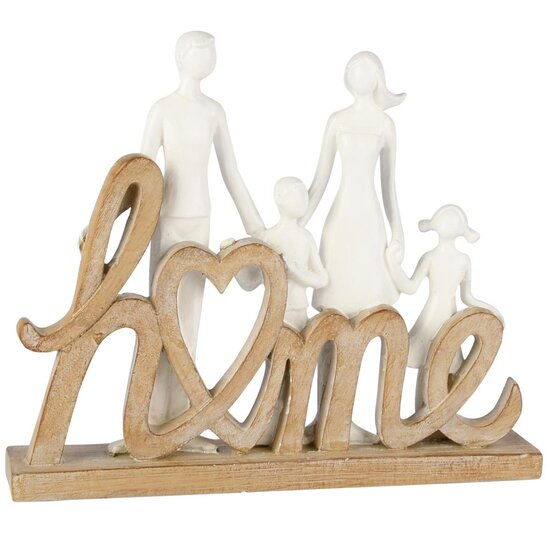 Dekoratief | Deco &#039;Home&#039; m/gezin, wit/naturel, resina, 20x4x16cm | A255709