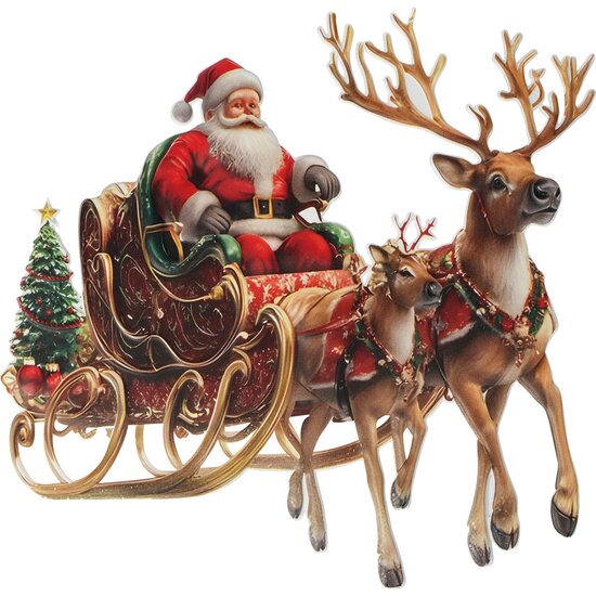 Dekoratief | Wanddeco 'Classic Santa On Sleigh', metaal, 41x39cm | A255788