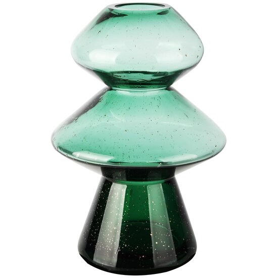 Dekoratief | Vaas 'Gold Speckled', groen, glas, 17x17x26cm | A255811
