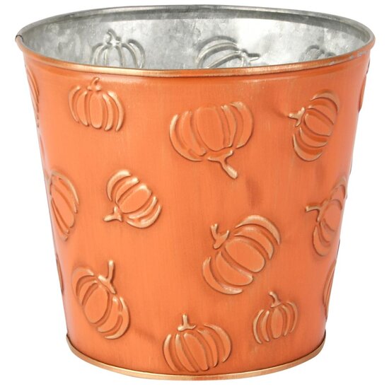 Dekoratief | Bloempot &#039;Pumpkin Patch&#039;, oranje, metaal, 14x14x12cm | A255901