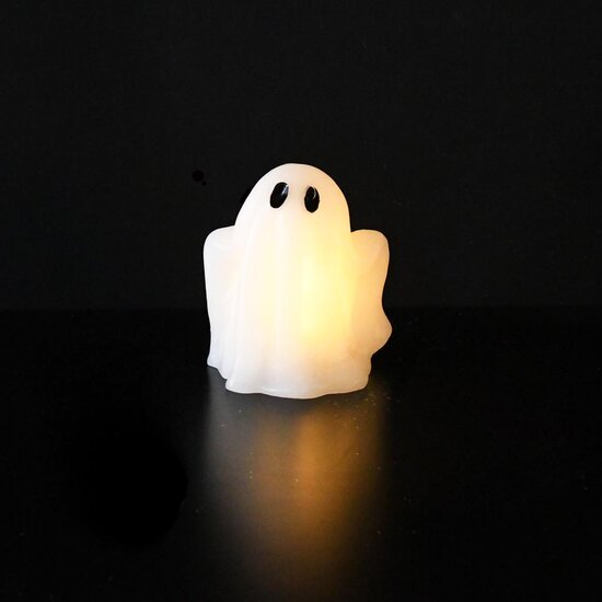 Dekoratief | Kaars &#039;Spooky&#039;, wit, LED, 11x11x11cm | A255930