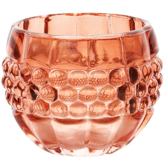 Dekoratief | Theelichthouder 'Bulbs', oranje/transparant, glas, 8x8x6cm | A255981