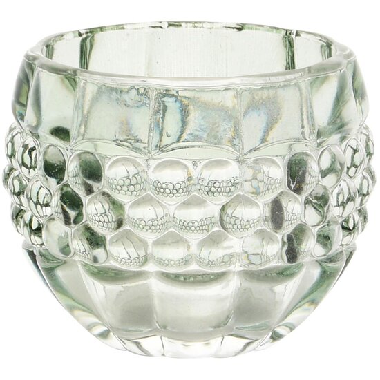 Dekoratief | Theelichthouder 'Bulbs', groen/transparant, glas, 8x8x6cm | A255982