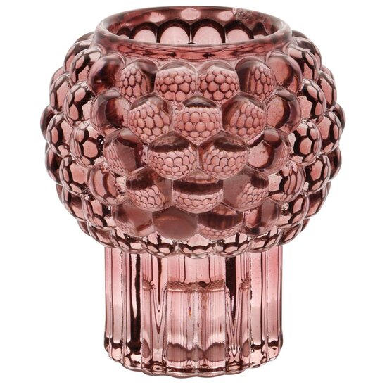 Dekoratief | Theelichthouder op voet &#039;Bulbs&#039;, roze, glas, 8x8x9cm | A255985