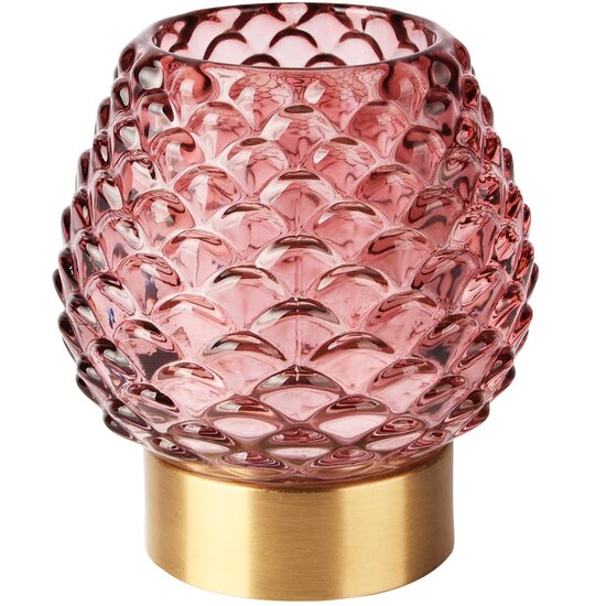 Dekoratief | Theelichthouder 'Scales', roze/goud, glas/metaal, 10x10x11cm | A255989