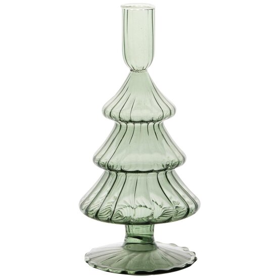 Dekoratief | Kaarsenhouder 'Tree', groen, glas, 11x11x21cm | A255996
