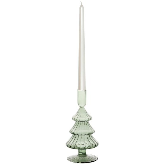 Dekoratief | Kaarsenhouder 'Tree', groen, glas, 11x11x21cm | A255996